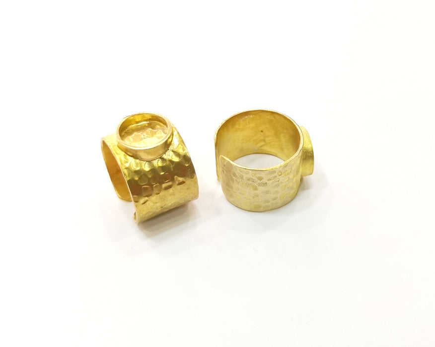 Raw Brass Ring Blank Bezel Settings Cabochon Base Mountings Adjustable Resin Blank  (10mm blank ) G16983