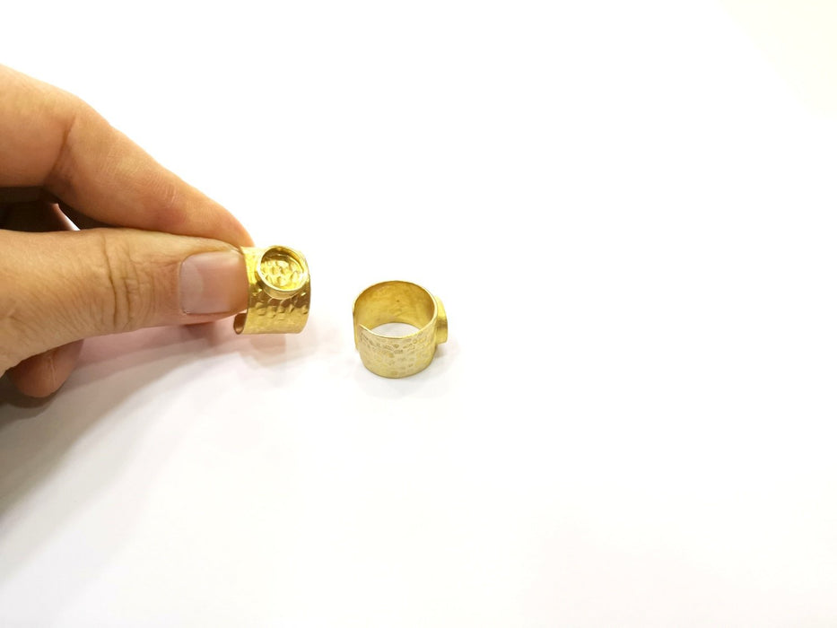 Raw Brass Ring Blank Bezel Settings Cabochon Base Mountings Adjustable Resin Blank  (10mm blank ) G16983