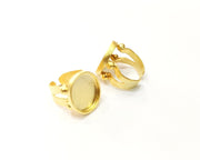 Gold Ring Settings Blank Hammered inlay Ring Mosaic Ring Bezel Base Cabochon Mountings Adjustable (19x16mm blank ) Gold Plated Brass G16986