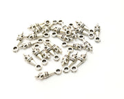 20 Silver Charms Antique Silver Plated Charms Double sided (16x4mm)  G16600