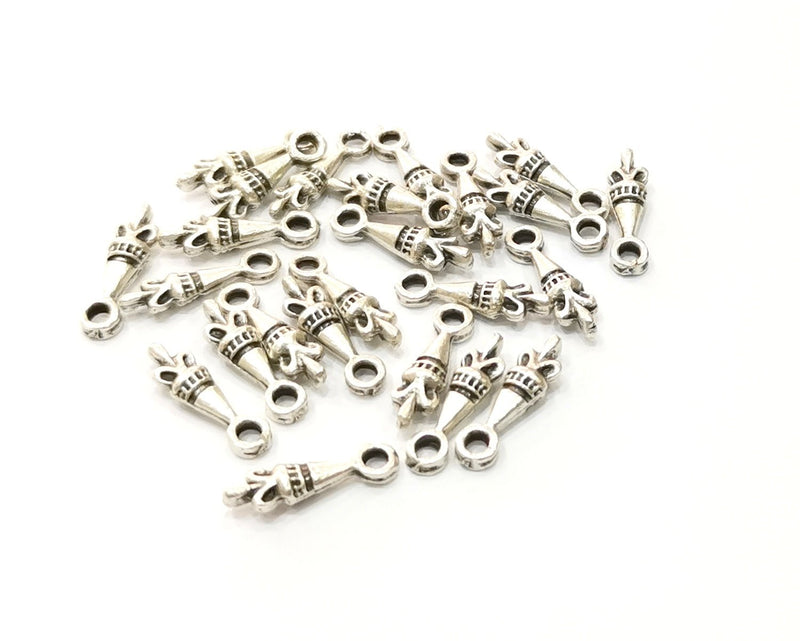 20 Silver Charms Antique Silver Plated Charms Double sided (16x4mm)  G16600