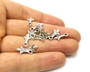 100 Silver Charms Antique Silver Plated Charms (15x8mm)  G16625