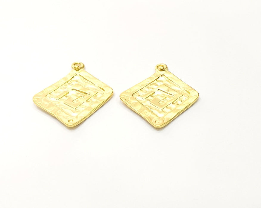 2 Gold Charms Gold Plated Charms  (39x34mm)  G16993