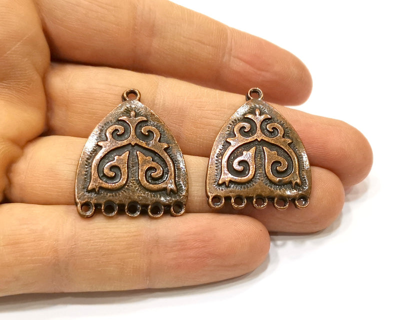 2 Copper Charm Connector Antique Copper Charm (32x25mm) G16999