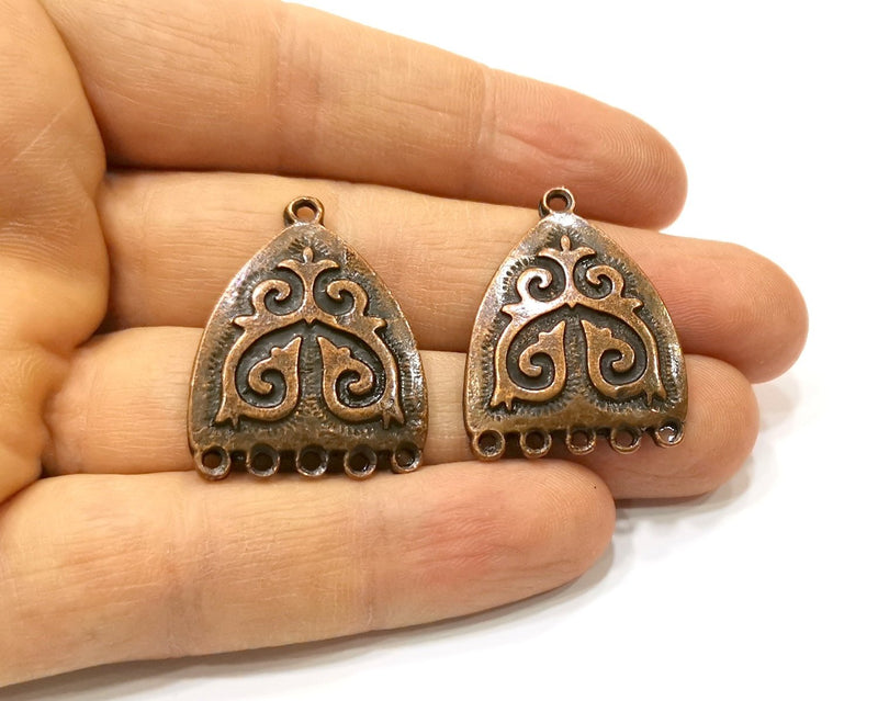 2 Copper Charm Connector Antique Copper Charm (32x25mm) G16999