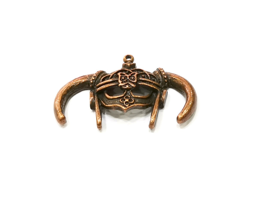 2 Helmet Charm Antique Copper Charm (44x29mm) G17002