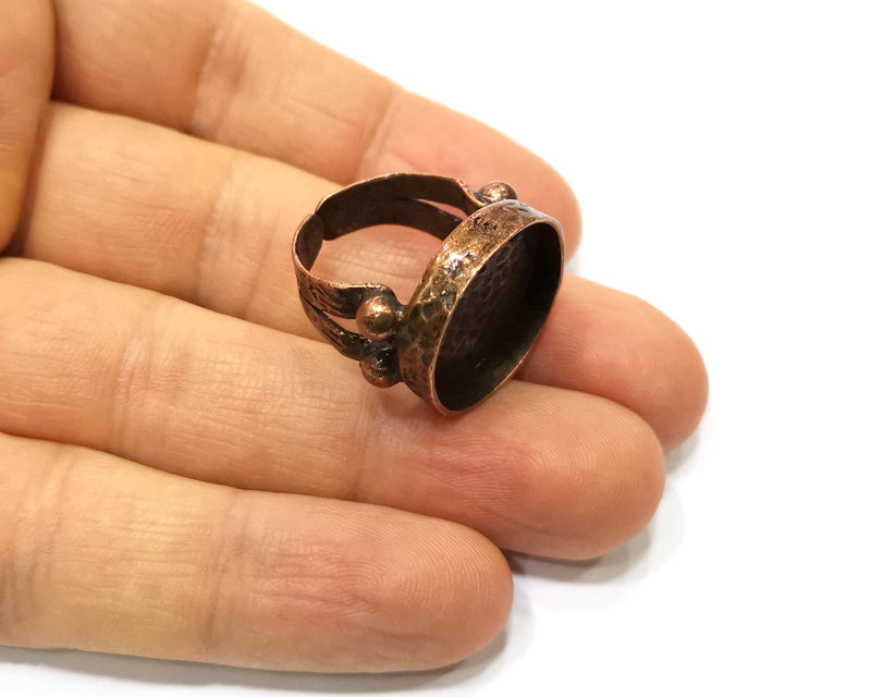 Copper Ring Settings inlay Ring Blank Mosaic Ring Bezel Base Cabochon Mountings (20 mm blank) Antique Copper Plated Brass  G17021