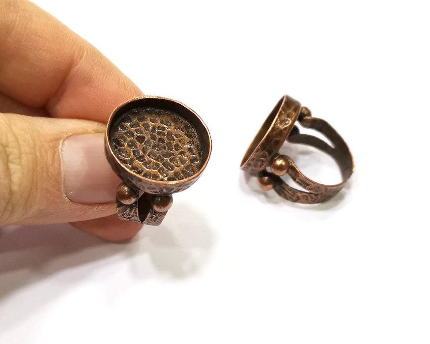 Copper Ring Settings inlay Ring Blank Mosaic Ring Bezel Base Cabochon Mountings (20 mm blank) Antique Copper Plated Brass  G17021