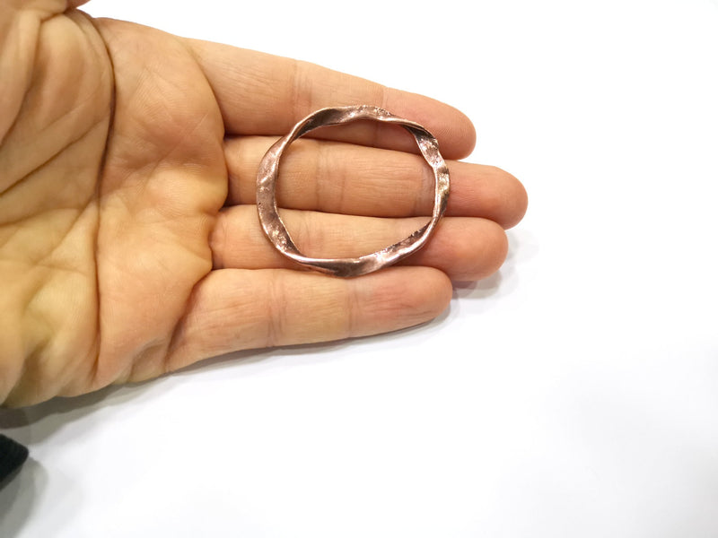 2 Circle Connector Copper Circle Antique Copper Plated Metal (50x44mm) G17022