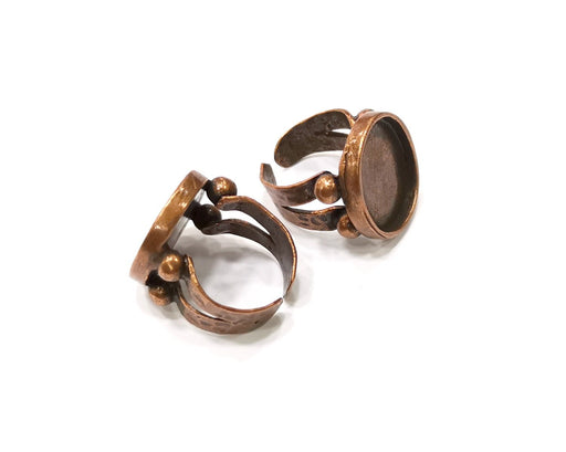 Copper Ring Settings inlay Ring Blank Mosaic Ring Bezel Base Cabochon Mountings (19x16 mm blank) Antique Copper Plated Brass  G17029