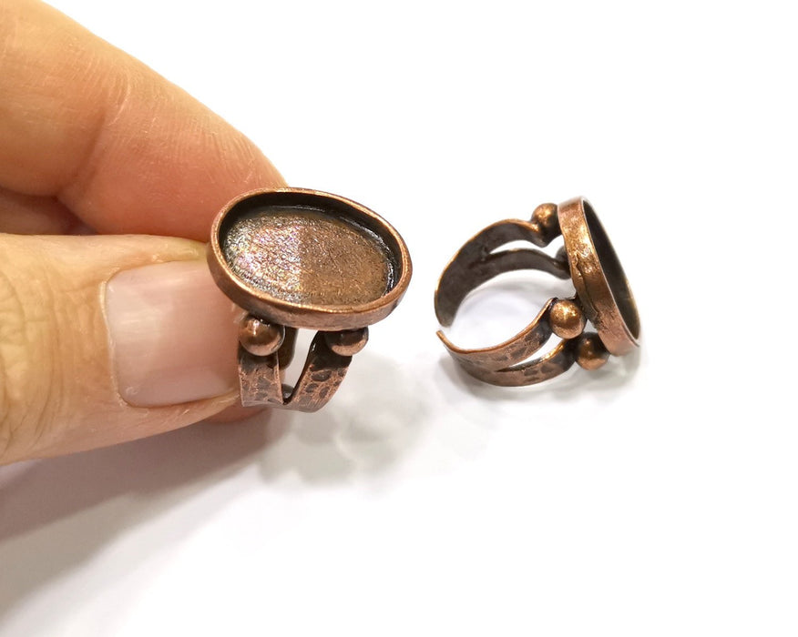 Copper Ring Settings inlay Ring Blank Mosaic Ring Bezel Base Cabochon Mountings (19x16 mm blank) Antique Copper Plated Brass  G17029