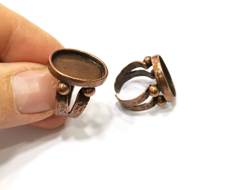 Copper Ring Settings inlay Ring Blank Mosaic Ring Bezel Base Cabochon Mountings (19x16 mm blank) Antique Copper Plated Brass  G17029