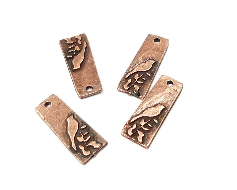 4 Bird Charms Antique Copper Plated Charms (24x9mm) G17034