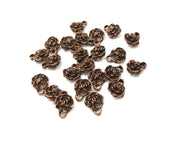 10 Rose Charm Antique Copper Plated Charms Double sided (11x9mm) G17036