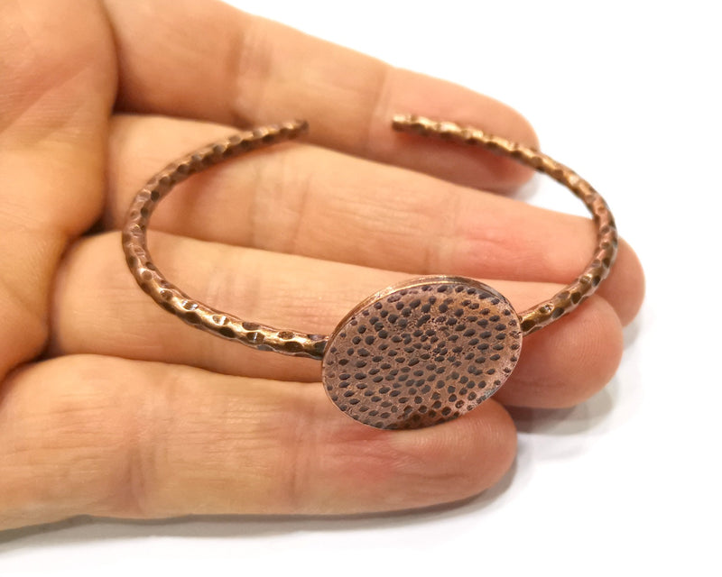 Bracelet Blank Hammered Cuff Mountings Bangle Blank Glass Cabochon Base Adjustable Antique Copper Bracelet (25mm Blank) G17044