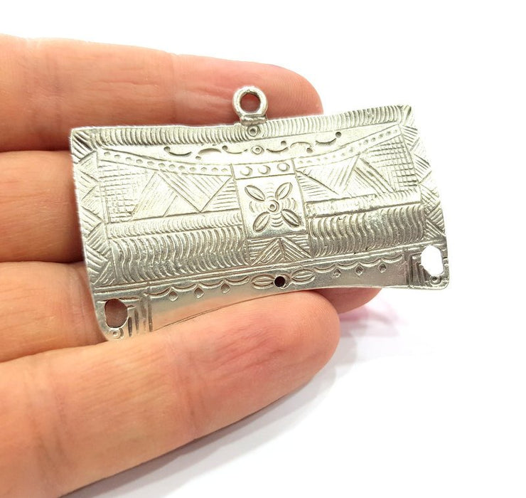 Tribal Pendants Ethnic Pendants Antique Silver Plated Metal Charms (58x34mm)  G16104