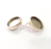 Earring Blank Base Backs Silver Resin Blank Cabochon Base inlay Blank Mountings Antique Silver Plated Metal (20mm blank) 1 Pair G16105