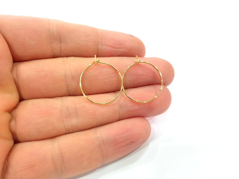 10 Earring Loops Earring Circles Earring Hoops 24k Gold (5 pairs) Findings ( 20 mm )  G16124