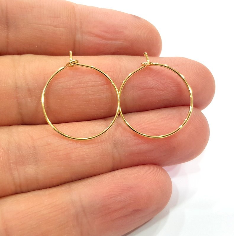 10 Earring Loops Earring Circles Earring Hoops 24k Gold (5 pairs) Findings ( 20 mm )  G16124