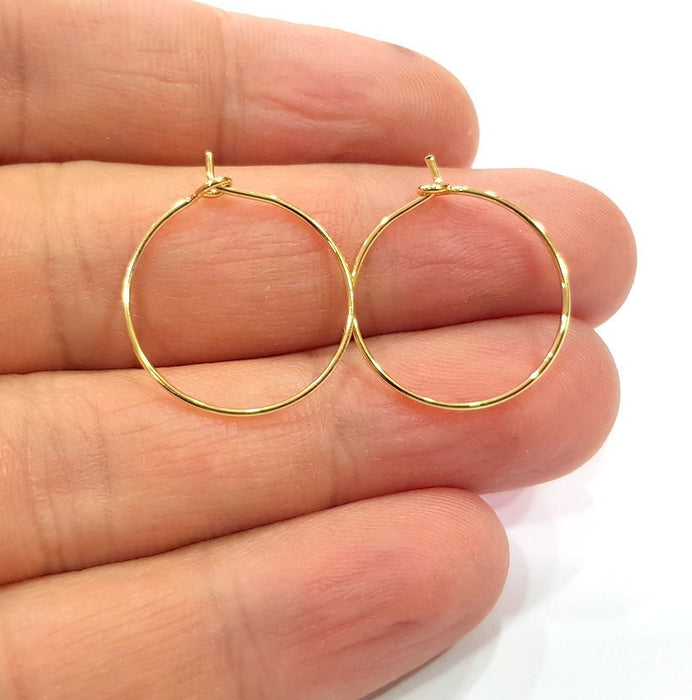 10 Earring Loops Earring Circles Earring Hoops 24k Gold (5 pairs) Findings ( 20 mm )  G16124