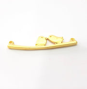 2 Bird Charms Gold Plated Charms  (50x11mm)  G16125