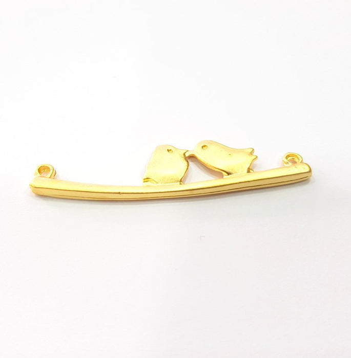 2 Bird Charms Gold Plated Charms  (50x11mm)  G16125