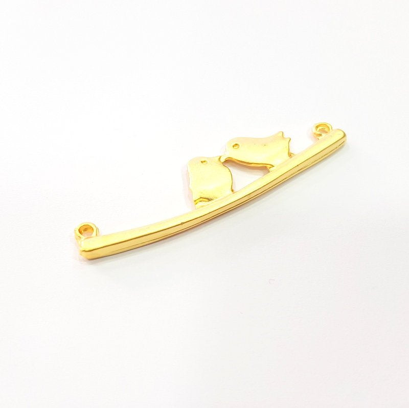 2 Bird Charms Gold Plated Charms  (50x11mm)  G16125