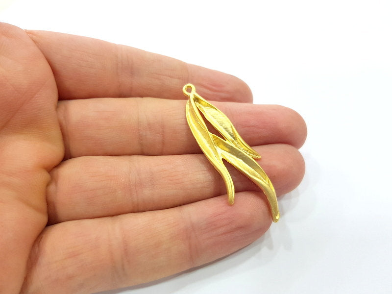 2 Leaf Charms Gold Plated Charms  (50x18mm)  G16126