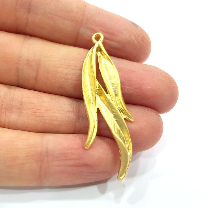 2 Leaf Charms Gold Plated Charms  (50x18mm)  G16126