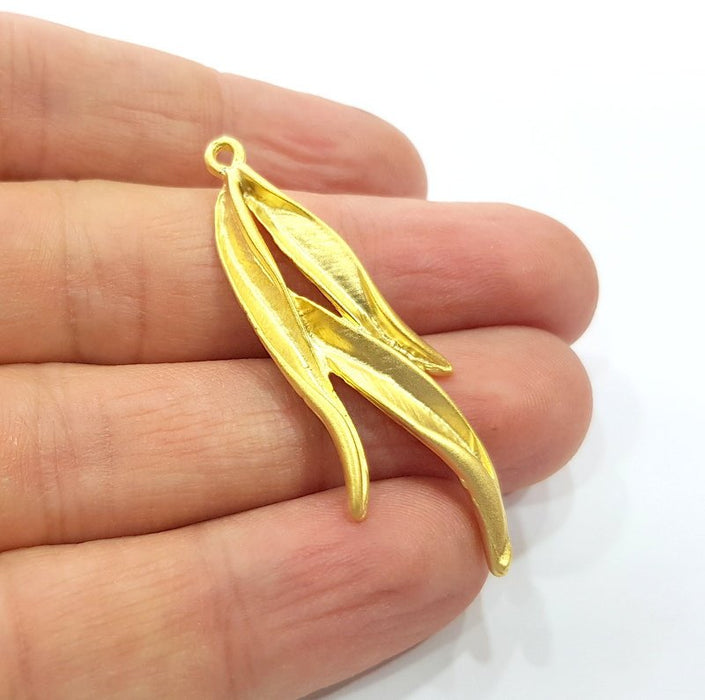 2 Leaf Charms Gold Plated Charms  (50x18mm)  G16126