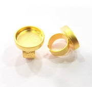 Gold Ring Base Blank Setting Cabochon Base inlay Ring Backs Mounting Adjustable Ring Base Bezel (20mm blank ) Gold Plated Metal G16127