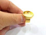 Gold Ring Base Blank Setting Cabochon Base inlay Ring Backs Mounting Adjustable Ring Base Bezel (20mm blank ) Gold Plated Metal G16127