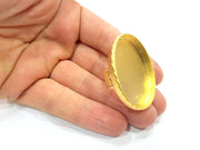 Gold Ring Blank Setting Cabochon Base inlay Ring Hammered Mounting Adjustable Ring Bezel (40x30mm blank ) Gold Plated Metal G16128