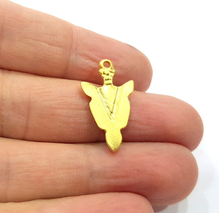 4 Arrowhead Charms Gold Plated Charms  (24x13mm)  G16130