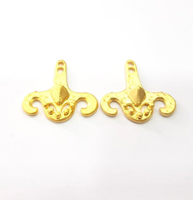 2 Ethnic Charms Gold Plated Charms  (27mm)  G16131