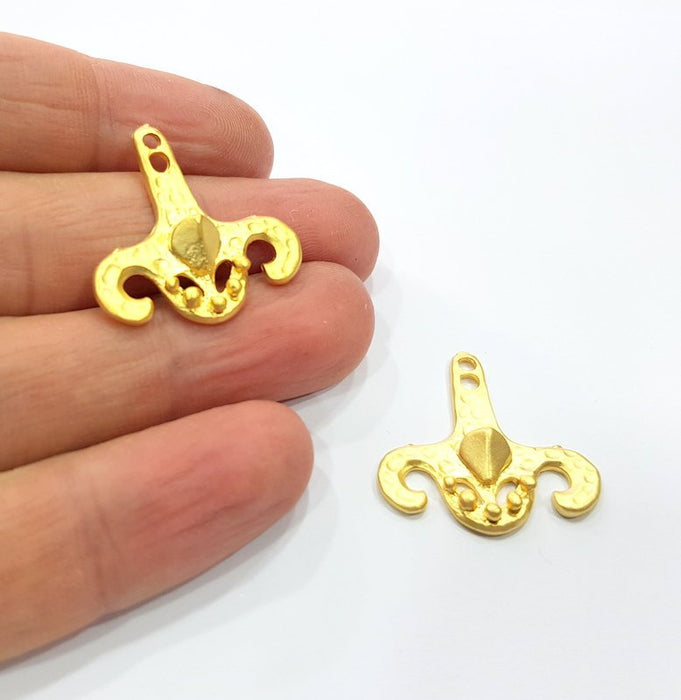 2 Ethnic Charms Gold Plated Charms  (27mm)  G16131