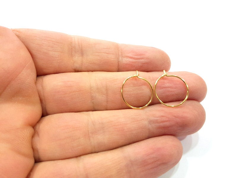 10 Earring Loops Earring Circles Earring Hoops 24k Gold (5 pairs) Findings ( 15 mm )  G16135