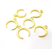 10 Crescent Charm Gold Moon Charm Gold Plated Charms  (20x17mm)  G16140