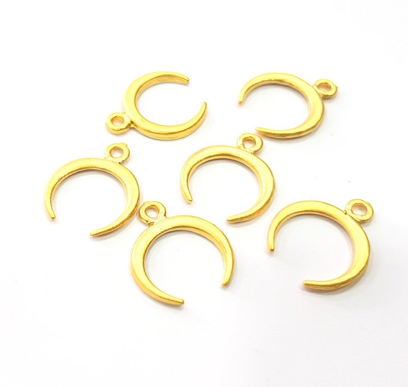 10 Crescent Charm Gold Moon Charm Gold Plated Charms  (20x17mm)  G16140