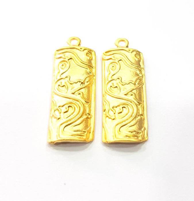 2 Gold Charms Gold Plated Charms  (40x14mm)  G16141