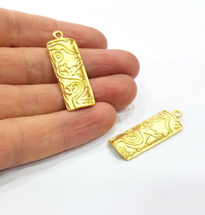 2 Gold Charms Gold Plated Charms  (40x14mm)  G16141