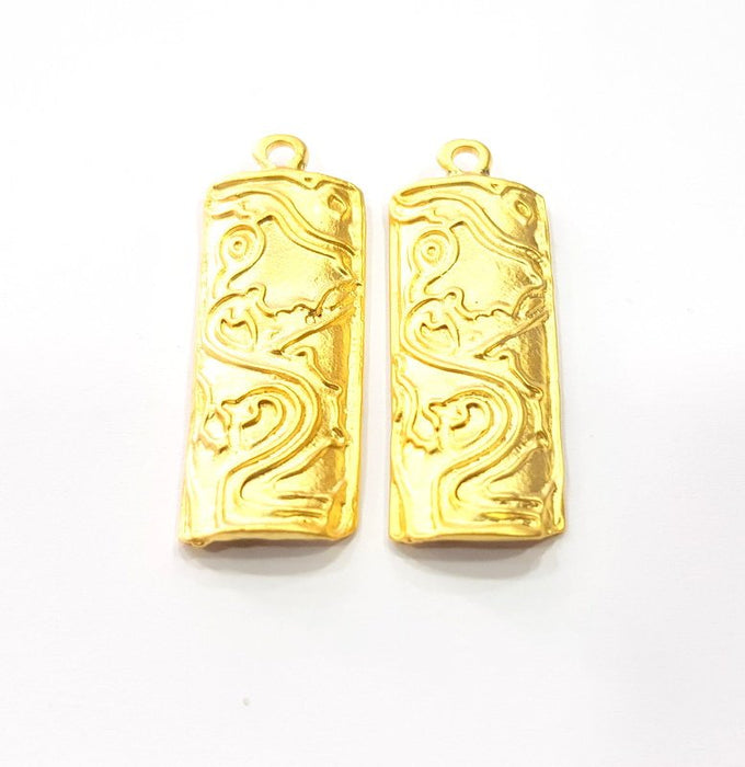 2 Gold Charms Gold Plated Charms  (40x14mm)  G16141