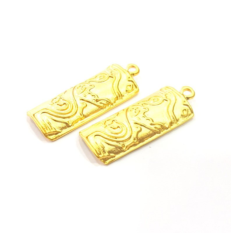 2 Gold Charms Gold Plated Charms  (40x14mm)  G16141
