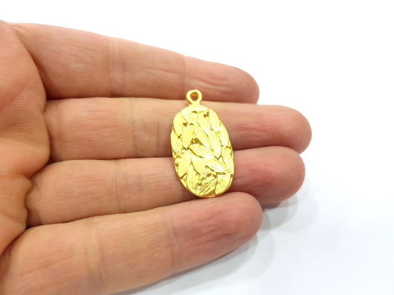 2 Leaf Charms Gold Plated Charms  (32x17mm)  G16142