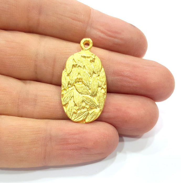 2 Leaf Charms Gold Plated Charms  (32x17mm)  G16142