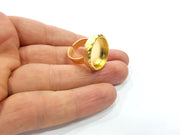 Gold Ring Blank Setting Cabochon Base inlay Ring Hammered Mounting Adjustable Ring Bezel (18mm blank ) Gold Plated Metal G16147
