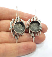 Earring Blank Base Settings Silver Resin Blank Cabochon Base inlay Blank Mountings Antique Silver Plated Brass (15mm blank) 1 Set  G16148
