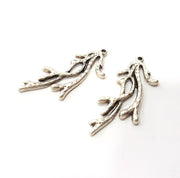 4 Coral Charms Antique Silver Plated Metal Charms (43x18mm)  G16150
