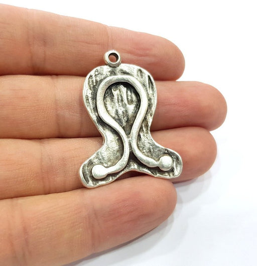 2 Silver Charms Antique Silver Plated Charms (39x30mm)  G16153