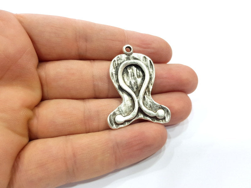 2 Silver Charms Antique Silver Plated Charms (39x30mm)  G16153